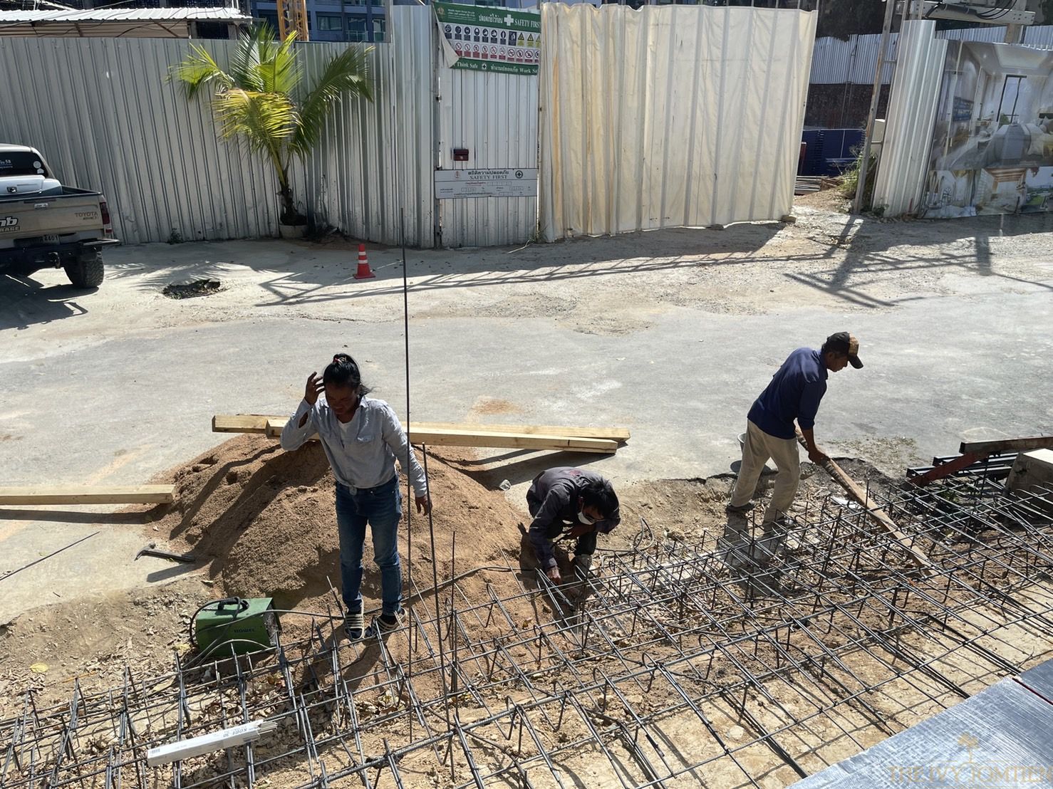 Tile wall work and sales office